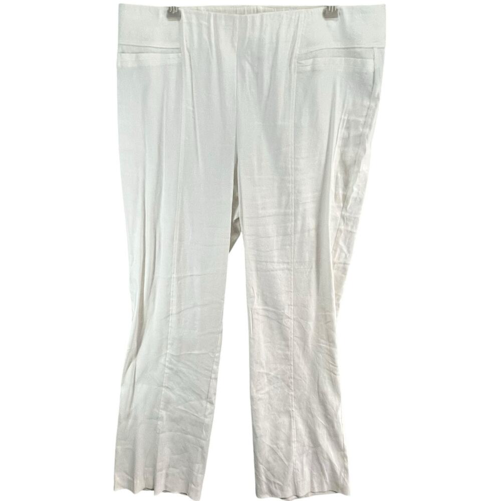 Jules & Leopold Pants Womens XL White Linen‎ Blend Pull On Pockets Coastal Chic